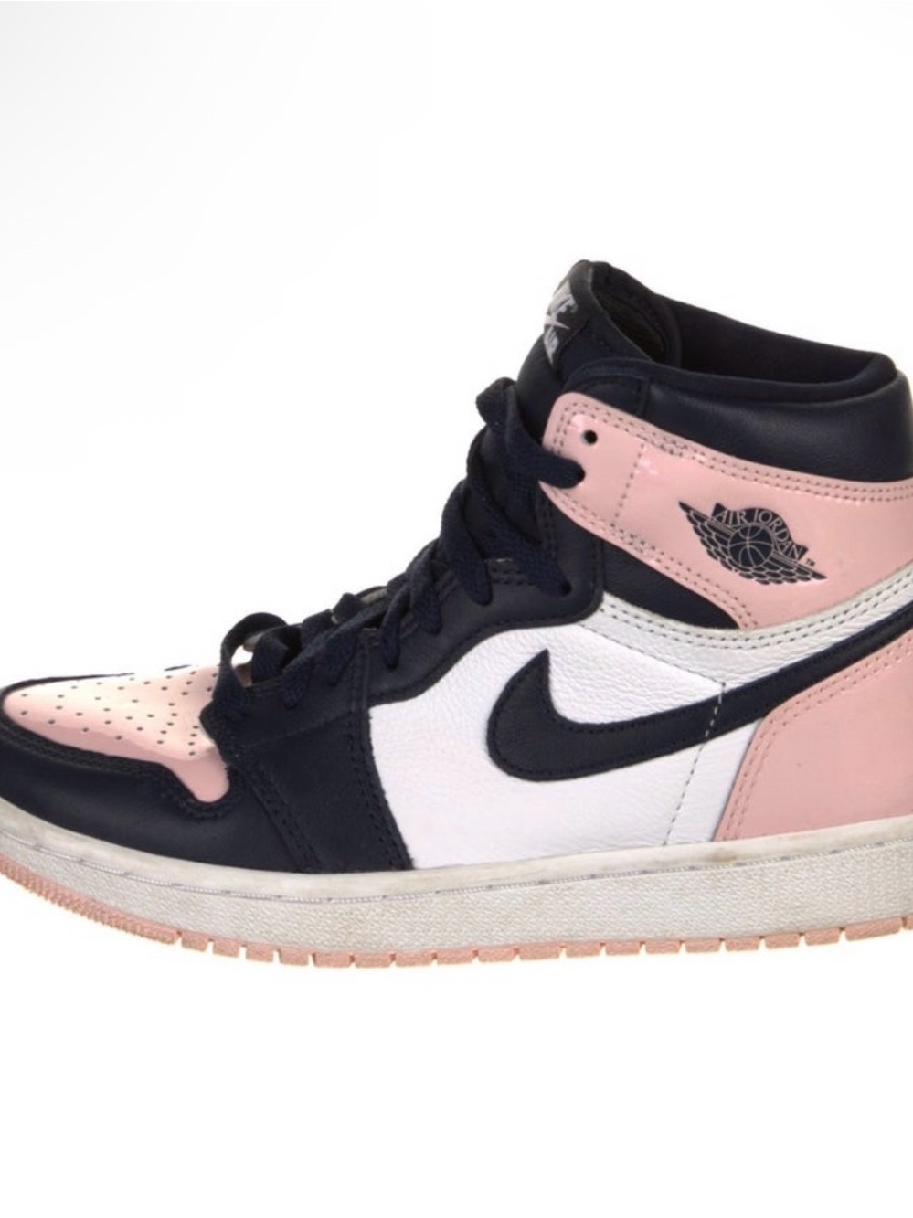 Jordan Women's Mid-Top Leather Sneaker in Pink and Many blue